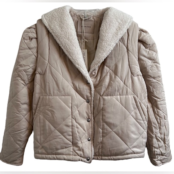 ⭐️HOST PICK⭐️BLANK NYC Warm Hearts Quilted Faux Shearling Coat Lt Beige L✨NWT✨ - Picture 3 of 15